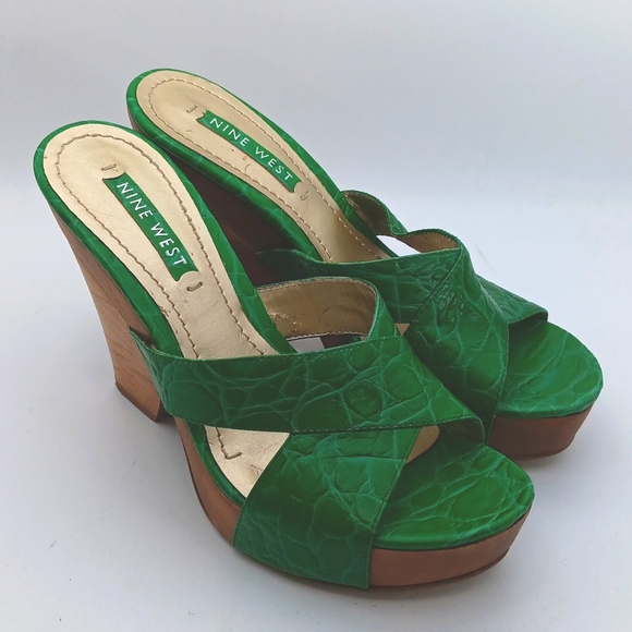 Nine West Shoes - NINE  WEST VIBRANT GREEN WEDGE HEELS